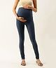 Blush 9 Over The Bump Solid Maternity Leggings - Anthracite Navy Blue