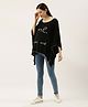 Blush 9 Full Frill Sleeves Me & Mini Me Printed Nursing Poncho Night Wear - Black