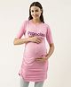 Blush 9 Short Sleeves Promoted To Mommy Printed Top Maternity Wear - Pink