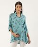 Blush 9 Full Sleeves Zibra Printed Maternity Wear Shirt - Blue