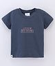 First Smile Cotton Sinker Half Sleeves T-shirt Text Print - Blue