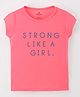 Ollypop Cotton Knit Short Sleeves Top Text Print - Pink