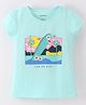 Lazy Bones Cotton Knit Half Sleeves Top Beach Print - Green