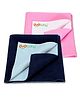 OYO BABY Water Proof Bed Protector Small Size Baby Bed Protector Mat Pack Of 2 - Dark Blue & Pink