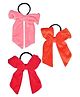 Funkrafts Set Of 3 Velvet Bow Embellished Hair Rubber Bands - Pink Orange & Red