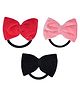 Funkrafts Set Of 3 Velvet Bow Detailed Hair Rubber Bands - Pink & Black