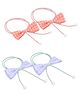 Funkrafts Set Of 4 Pearl And Checkered Bow Detail Hair Rubber Bands - Peach Purple