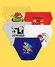 NUSYL Pack Of 5 Puzzle And Shark Printed Briefs - White Red Yellow Grey Royal Blue