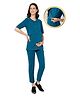Zelena Half Sleeves Solid Feeding Overlap Top & Maternity Pocket Trouser - Blue