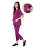 Zelena Half Sleeves Solid Feeding Overlap Top & Maternity Pocket Trouser - Purple