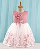 Babyhug Sleeveless Party Frock with Floral Embroidery & Corsage - Dusty Pink & White