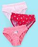 Babyhug 100% Cotton Panties Stripes & Floral Print Pack of 3- Pink & Red