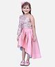 Fairies Forever One Shoulder Abstract Ikat Heart Printed Top & High Low Pattern Pleated Skirt - Pink