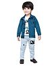 DOTSON Full Sleeves Everything Will Be Ok Back Printed Jacket With Half Sleeves Text Printed Tee And Pant - Blue