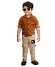 DOTSON Full Sleeves Text Printed Jacket & Tee With Pant - Brown