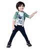 DOTSON Full Sleeves Abstract Text Printed & Ombre Effect 3 Piece Hooded Party Set  - Green