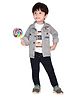 DOTSON Full Sleeves Text Printed Tee With Jacket & Pant - Grey & Multi Colour