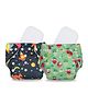 Chinmay Kids Cloth Diaper Cute Prints Freesize Reusable Washable Adjustable Snap Buttons Cloth Diaper For Babies With Wet Free Insert Pads Leak Proof & Dry Feel Pack of 2 - Dark Blue & Green