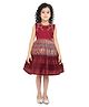 Betty By Tiny Kingdom Sleeveless Embroidered Block Printed Party Dress - Maroon