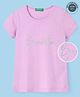 UCB Cotton Knit Half Sleeves Top Text Print - Lilac