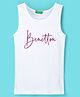 UCB Cotton Sleeveless Top Logo Print- White