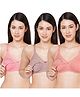 MomToBe Pack Of 3 Non Padded Non Wired Maternity Bra - Multi Colour