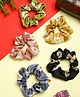 Yellow Chimes Set of 5 pcs Floral Print Luxury Satin Pony Holders Rubber Bands, Hair Acessories for Women (Pack of 5)