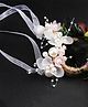 Yellow Chimes Pearl & Glower Embellished Bridal Wristband - White & Pink
