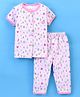 Baby Naturelle & Me Cotton Half Sleeves Night Suit House Print- Pink