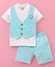 Wow Interlock Cotton Shirt with Striped  Woven Jacket & Pant - Light Blue