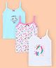 Bodycare Cotton Sleeveless Slips Unicorn Printed Slips Pack of 3 - Pink & White