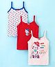 Bodycare Sleeveless Slips Kitty Print Pack of 3 - Peach White & Red