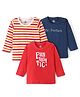 Doodle Poodle 100% Cotton Full Sleeve T-Shirt Stripes and Text Print Pack of 3 - Multicolour