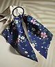 Stol'n Seamless Vintage Flower & Leaf Printed Ribbon Ponytail Hair Rubber Band - Blue