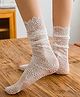 Flaunt Chic Seamless Vintage Lace Design Detailed Socks - White