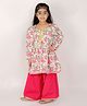 M'andy Full Sleeves Floral Printed Kurta Palazzo Set - Off White