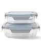 The Better Home Borosilicate Glass Lunch Box Set of 2 (410ml & 680ml) | Tiffin Box for Office for Men Women |Lunch Box for Women School Kids |Microwave Safe Leak Proof Airtight Lunch Boxes (Blue)