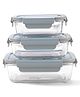 The Better Home Borosilicate Glass Lunch Box Set Of 3 (1040ml, 680ml, 410ml) Tiffin Box For Office - Microwave Safe, Leak Proof, Airtight - Blue
