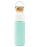 The Better Home  Borosilicate Glass Water Bottle Half Sleeve & Bamboo Lid Green - 500 ml