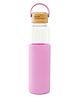 The Better Home Borosilicate Glass Water Bottle Half Sleeve & Bamboo Lid Pink - 500ml