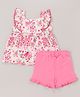 Babyhug 100% Cotton Sleeveless Top & Short Set Floral Print- Pink