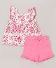 Babyhug 100% Cotton Sleeveless Top & Short Set Floral Print- Pink