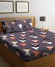 Klotthe Purple Geometric 210 TC Cotton 1 King Size Double Bed Sheet with 2 Pillow Cover - Purple