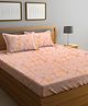 Klotthe Peach 210 TC Geometric Cotton Blend Double Bed Sheet with 2 Pillow Covers - Peach
