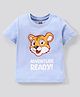 Babyhug Cotton Knit Half Sleeves Tiger Print T-Shirt - Blue Melange