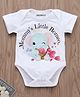 KNITROOT Valentine Theme Half Sleeves Baby Elephant Mommy Little Romeo Onesie - White