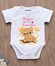 KNITROOT Valentine Theme Half Sleeves Baby Teddy Bear Dadus Little Valentine Onesie - White