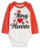 KNITROOT Valentine Theme Raglan Full Sleeves King Of Hearts Onesie - Red & White