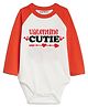 KNITROOT Valentine's Theme Full Sleeves Valentine Cutie Printed Romper - Red & White
