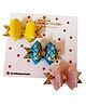 NYRA DESIGN STUDIO Set Of 3 Glitter Detailed Layered Bow Embellished Hair Clips - Yellow Green & Pink